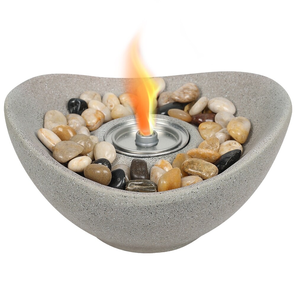 Aoodor Portable Concrete Fire Pit   Indoor/Outdoor Tabletop Fireplace for Balcony  Patio Decor