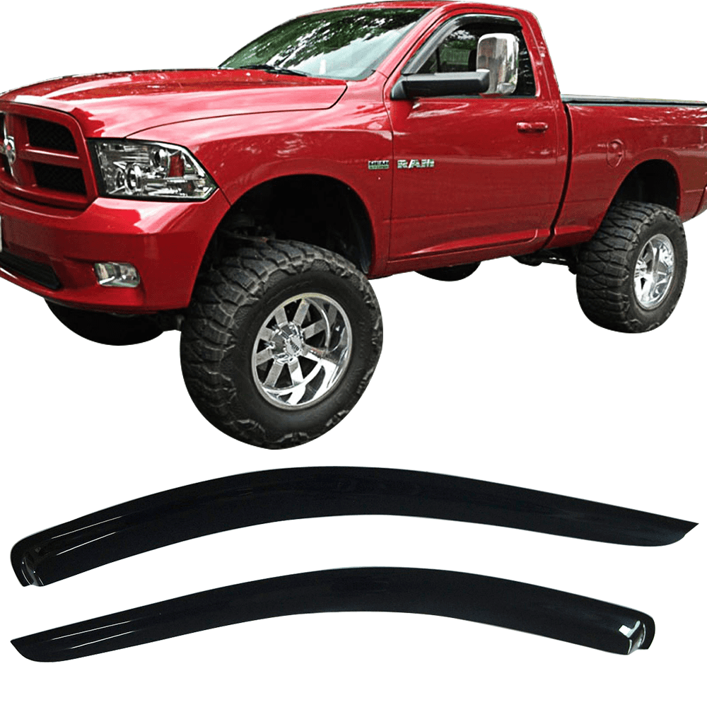 Ikon Motorsports Window Visors Vent Deflector Fit 02-09 Dodge Ram Regular Cab Acrylic 2Pc Set Outside Mount