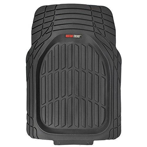 Motor Trend FlexTough Contour-2 Piece Front Car Floor Mats- Black FlexTough Contour Liners-Deep Dish Heavy Duty Rubber Floor Mats for Car SUV Truck and Van-All Weather Protection， Universal Trim to Fit