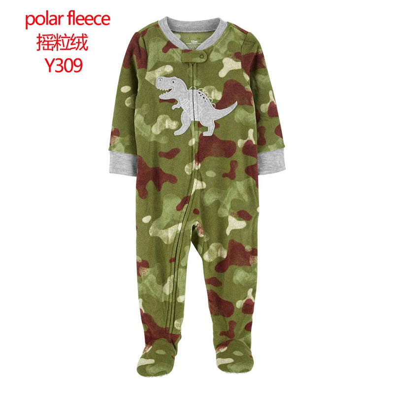 Docinmom 2023 Baby Warm Clothes Fleece Romper Cartoon Fox Unicorn Dinosaur Sleepwear New Born Bebe Clothing Jumpsuit Coverall