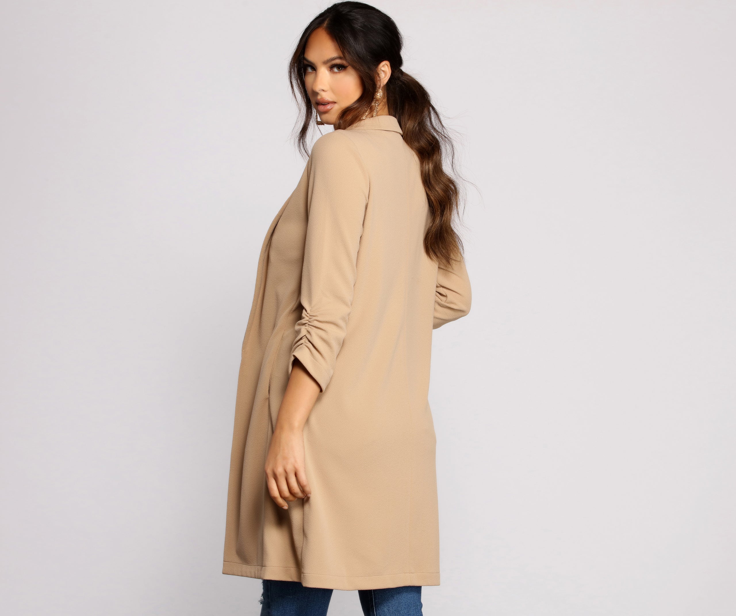 Stylish Sophistication Crepe Trench Coat