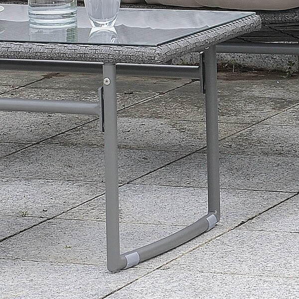 Anya Contemporary Grey 37inch Wide Glass Top Patio Coffee Table by Furniture of America