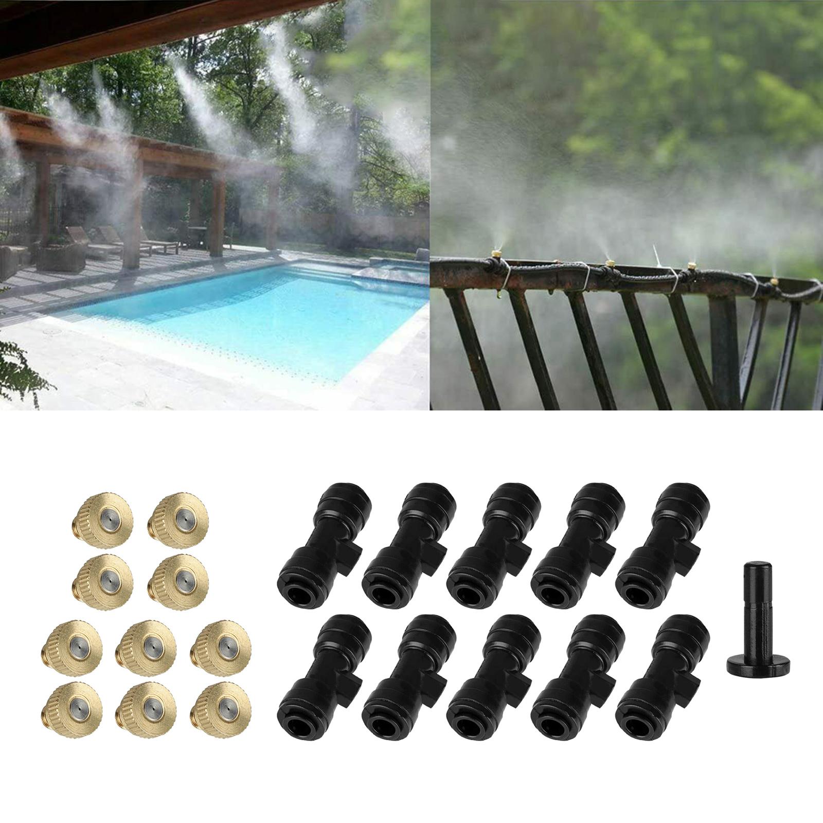 Misting Nozzles Kit Irrigation Misting Brass Nozzle Cooling Nozzles for Greenhouse Landscaping Nozzle Seat Plug