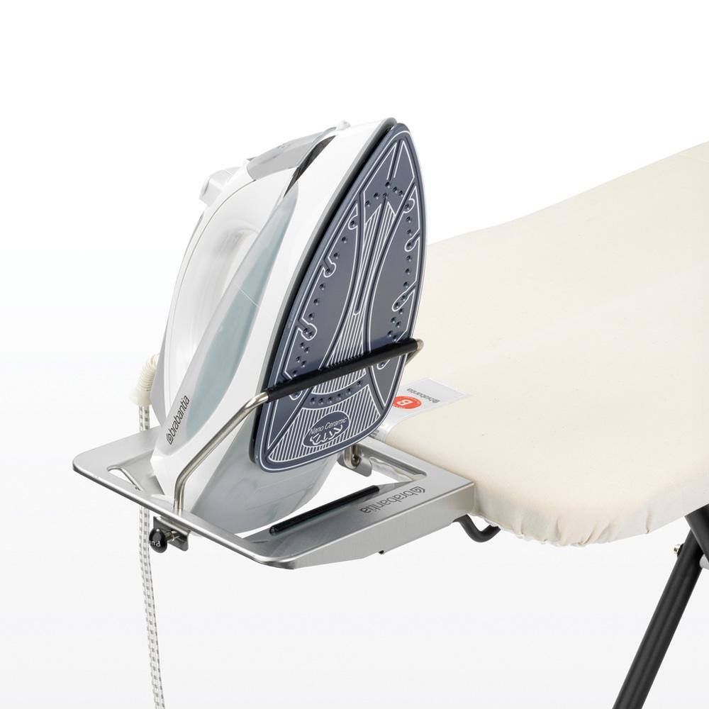 Brabantia Ironing Board C with Steam Iron Rest Linen Rack Ecru Cream Cover and Silver Frame 321924