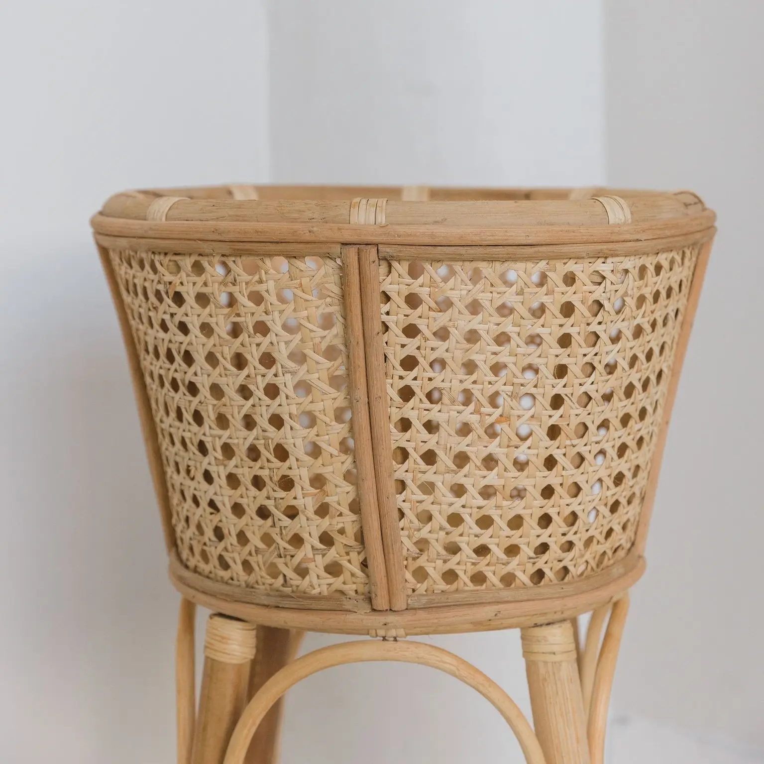 Eco Friendly Bali Style Coastal Hoya Stand Planter Pots Handcrafted from Rattan and Cane by Vietnamese Artisans