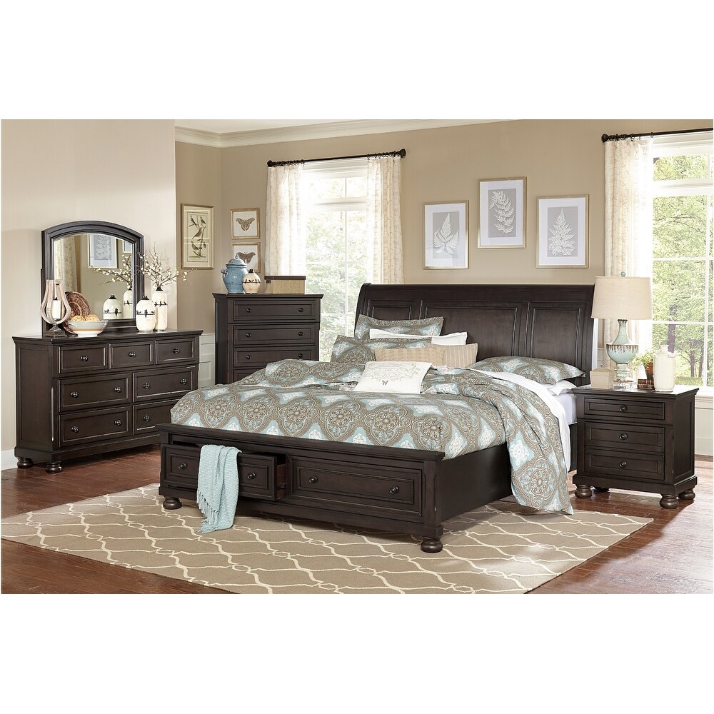 Brandie 3 Piece Grayish Brown Modern Storage Sleigh Platform Bedroom Set