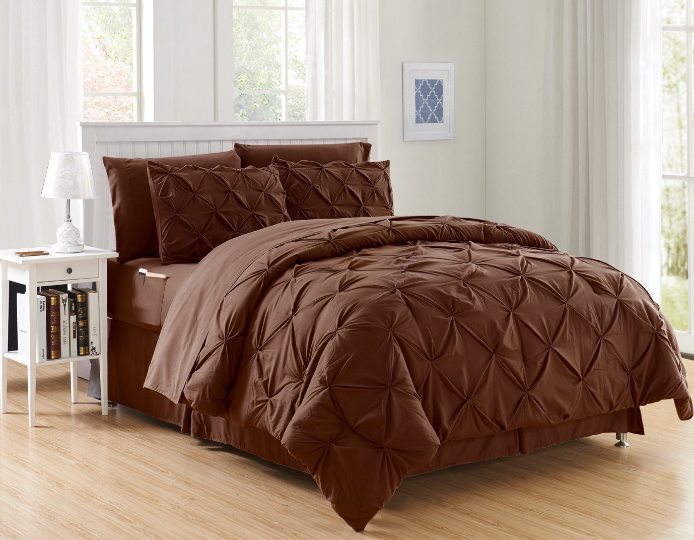 Elegant Comfort Burgundy Red 8 Piece Bed in a Bag Comforter Set with Sheets， Full/Queen