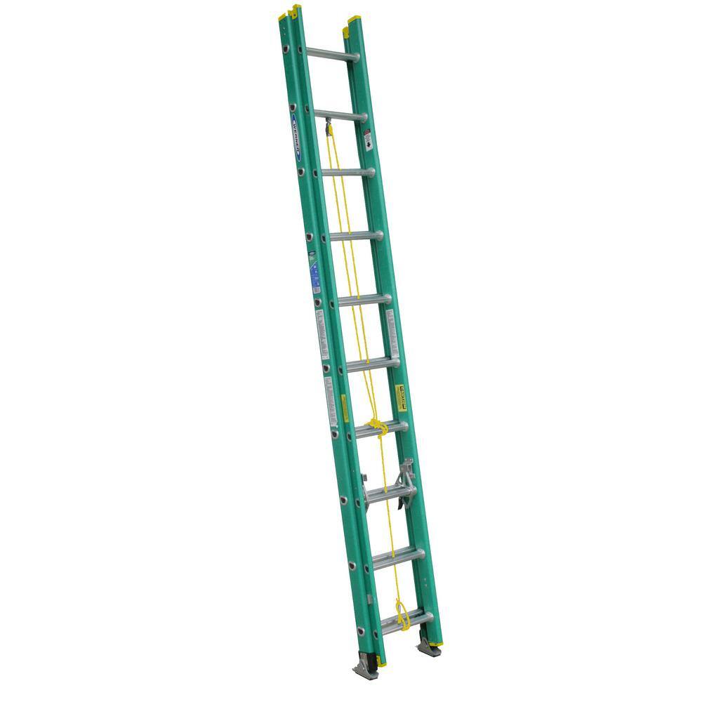 Werner 20 ft. Fiberglass D-Rung Extension Ladder with 225 lb. Load Capacity Type II Duty Rating D5920-2