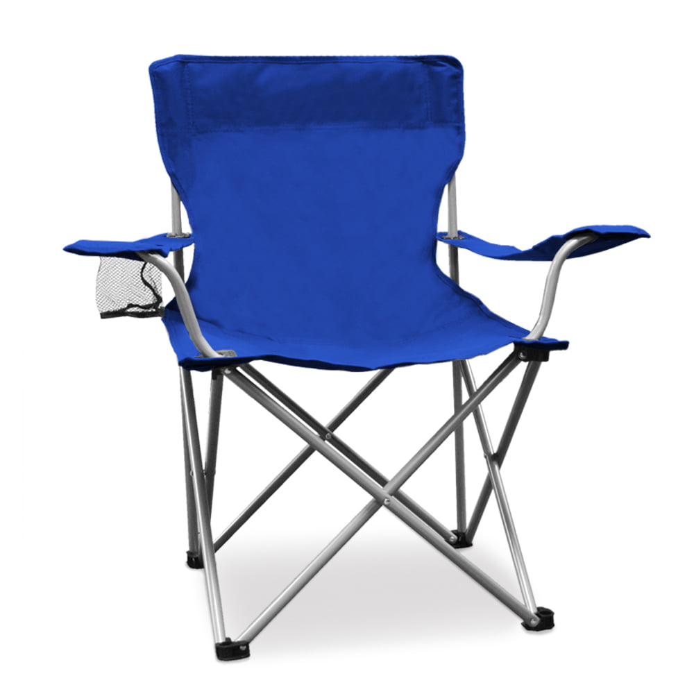 Weather Station Folding Steel Quad Tailgate/Camping Chair - Blue/Gray