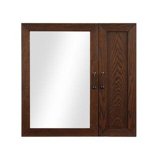 Home Decorators Collection Alster 30 in. W x 6.5 in. D x 30 in. H Rectangular Brown Oak Surface Mount Medicine Cabinet with Mirror TJ-0401MC3030BR