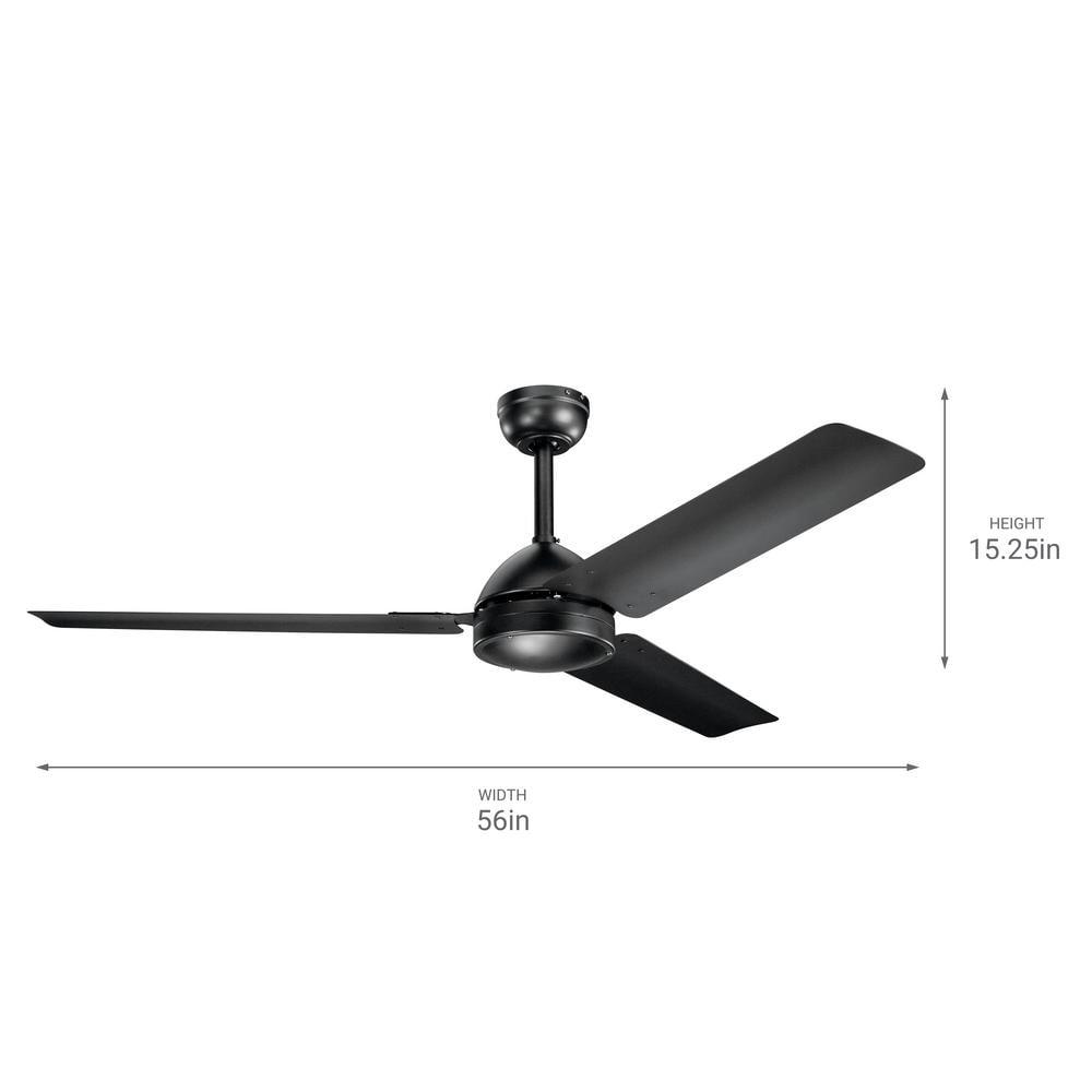 KICHLER Todo 56 in IndoorOutdoor Satin Black Downrod Mount Ceiling Fan with Wall Control