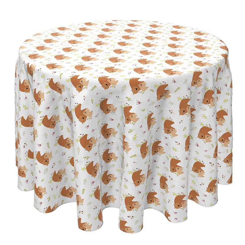 Round Tablecloth， 100% Cotton， 60 Round， Bear Hugs