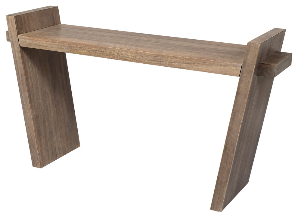 Elaine III Light Brown Solid Wood Angular Console Table   Transitional   Console Tables   by HedgeApple  Houzz