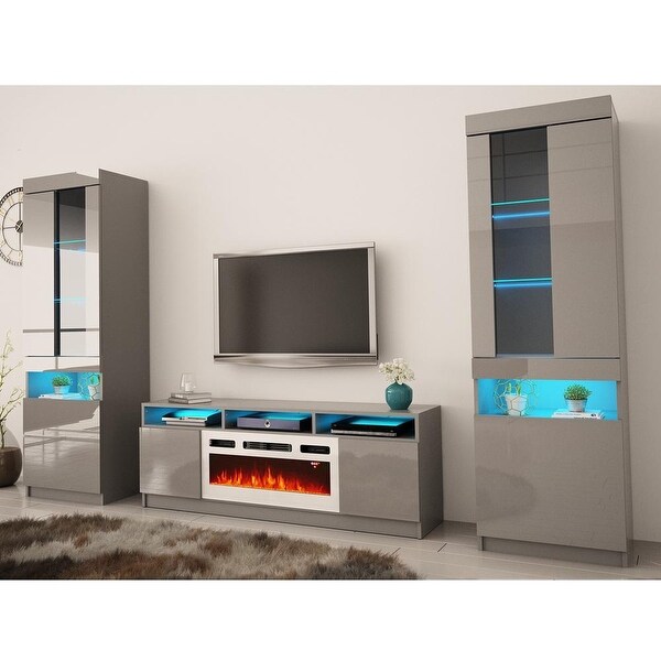 Reno WH05 Electric Fireplace Modern Wall Unit Entertainment Center