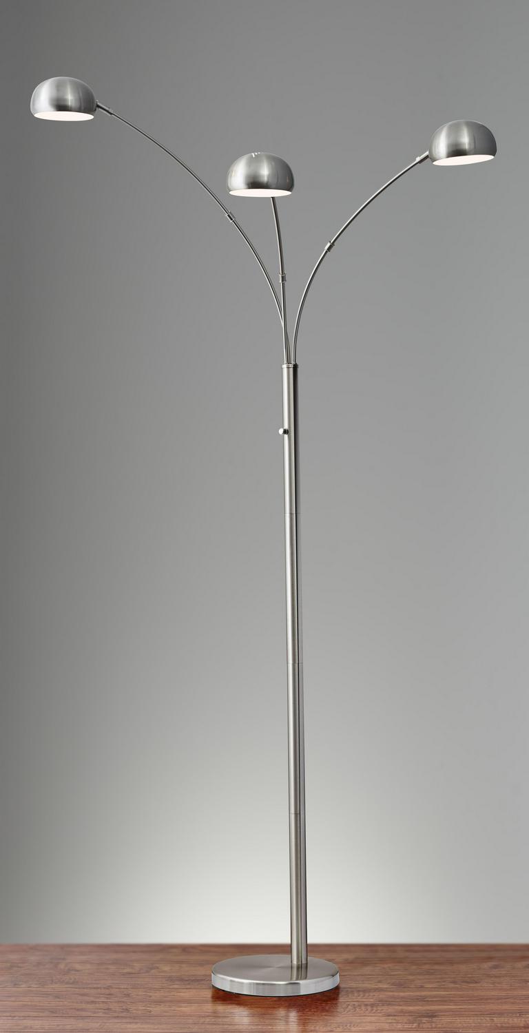 Adesso Domino Arc Lamp， Brushed Steel