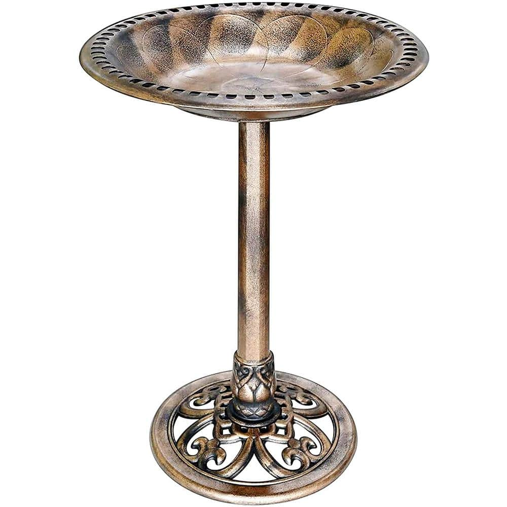 VIVOHOME 28 in. H Polyresin Lightweight Garden Birdbath in Copper X001RVM5SH