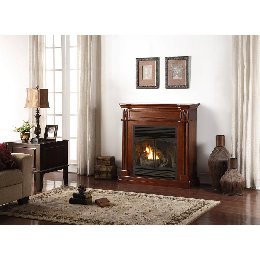 Duluth Forge Dual Fuel Ventless Gas Fireplace - 32000 BTU T-Stat Control Autumn Spice Finish 170122