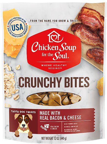 Chicken Soup for the Soul Crunchy Bites Bacon and Cheese Dog Treats， 12-oz bag