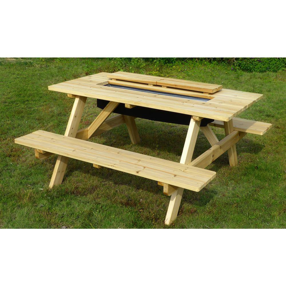 northbeam Natural Wood Picnic Table with Built-in Cooler TBC010001910