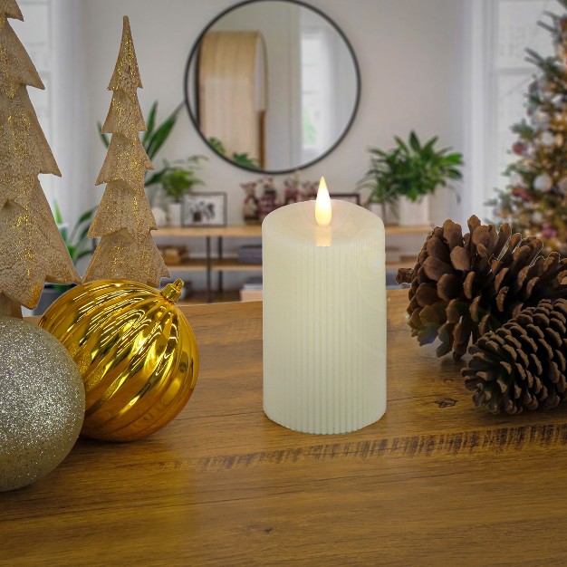 Hgtv Home Collection Georgetown Real Motion Flameless Candle With Remote Ivory With Warm White Led Lights Battery Powered 9 In