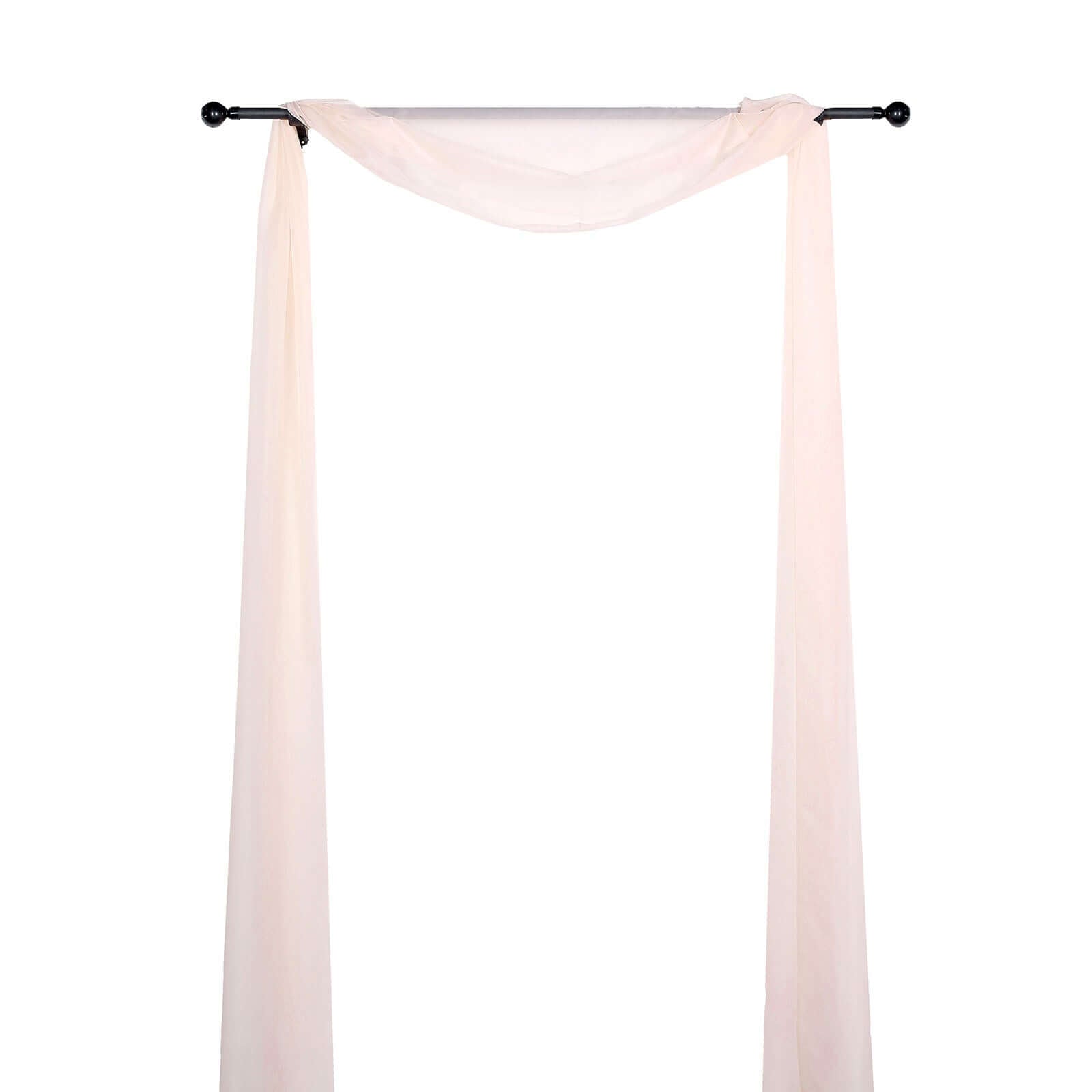 Blush Sheer Organza Wedding Arch Draping Fabric, Long Curtain Backdrop Window Scarf Valance 18ft