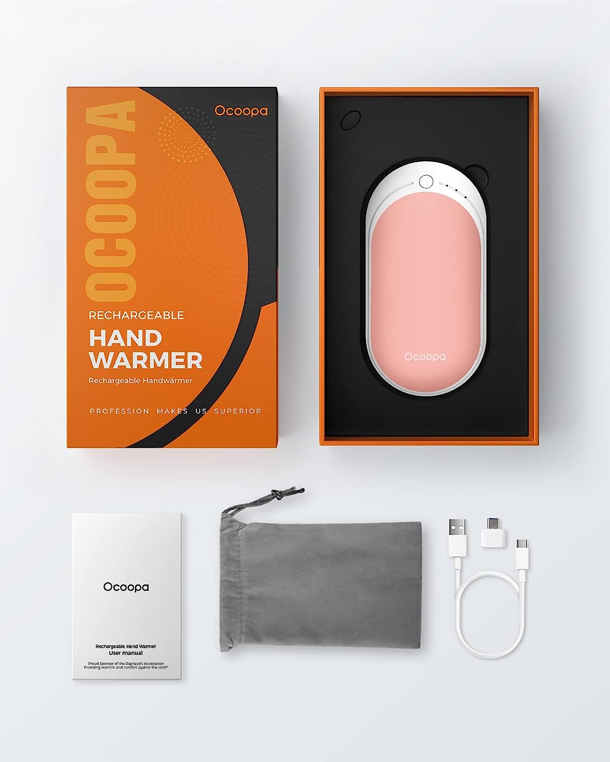 OCOOPA Hand Warmers Rechargeable, 1 Pack 5200mAh Electric Portable Pocket Heater, Heat Therapy Great for Raynauds, Hunting, Golf, Camping, Women Mens Gifts