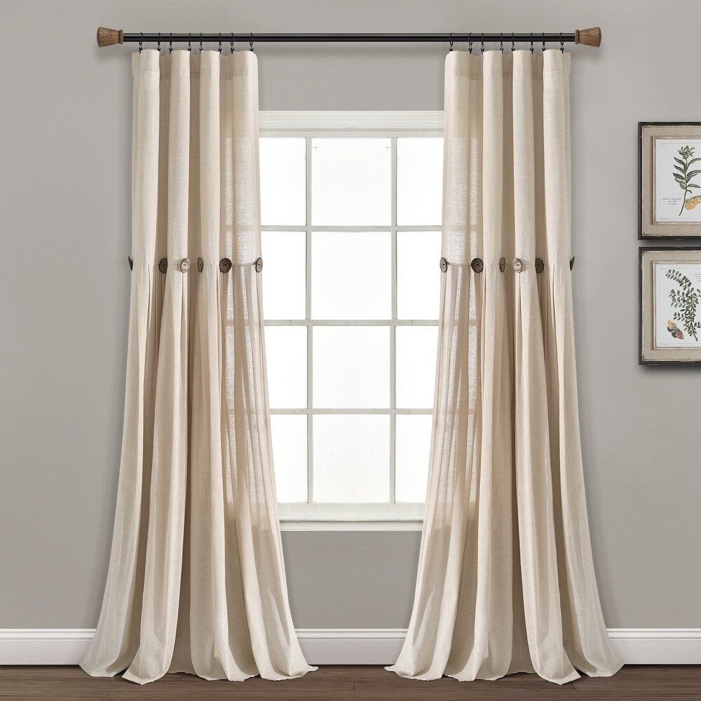 Lush Decor Linen Button New Window Curtain Single Panel   108\