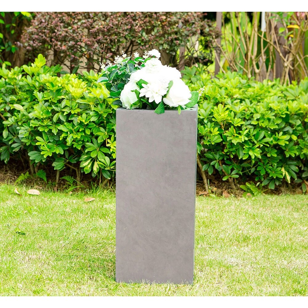 Kante Lightweight Tall Square Outdoor Planter  28 Inch Tall  Concrete   14\