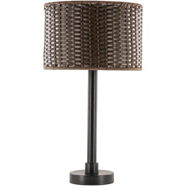 Umaima Contemporary Metal Table Lamp with Woven Shade - 28