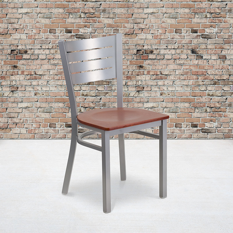 Silver Slat Chair Black Seat   Contemporary   Dining Chairs   by Beyond Design  ampMore  Houzz
