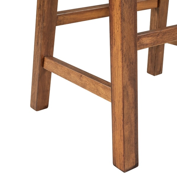 2 Piece Farmhouse Rustic Counter Height Wood Kitchen Dining Stools for Small Places， Walnut