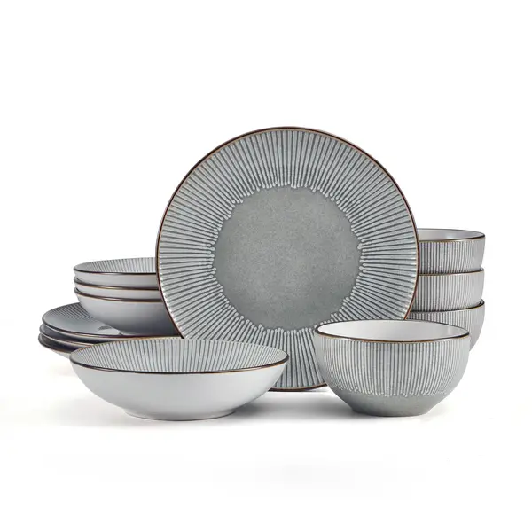 Pfaltzgraff 12-Piece Arlie Gray Dinnerware Set