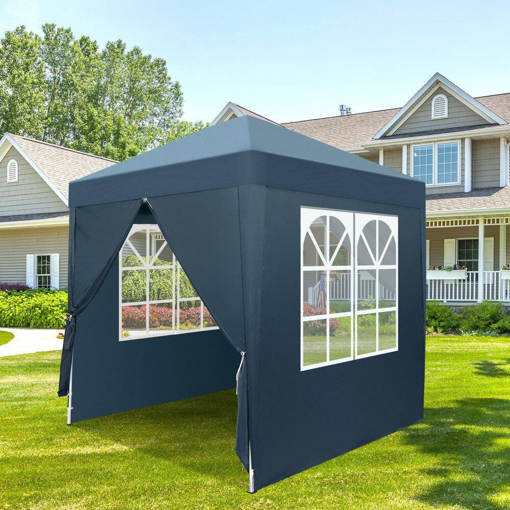 Karl home 6.5 ft. x 6.5 ft. Blue Straight Leg Pop-Up Canopy with 4 Sides 999770016482