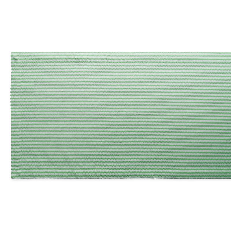 108 Green and White Seersucker Striped Rectangular Table Runner