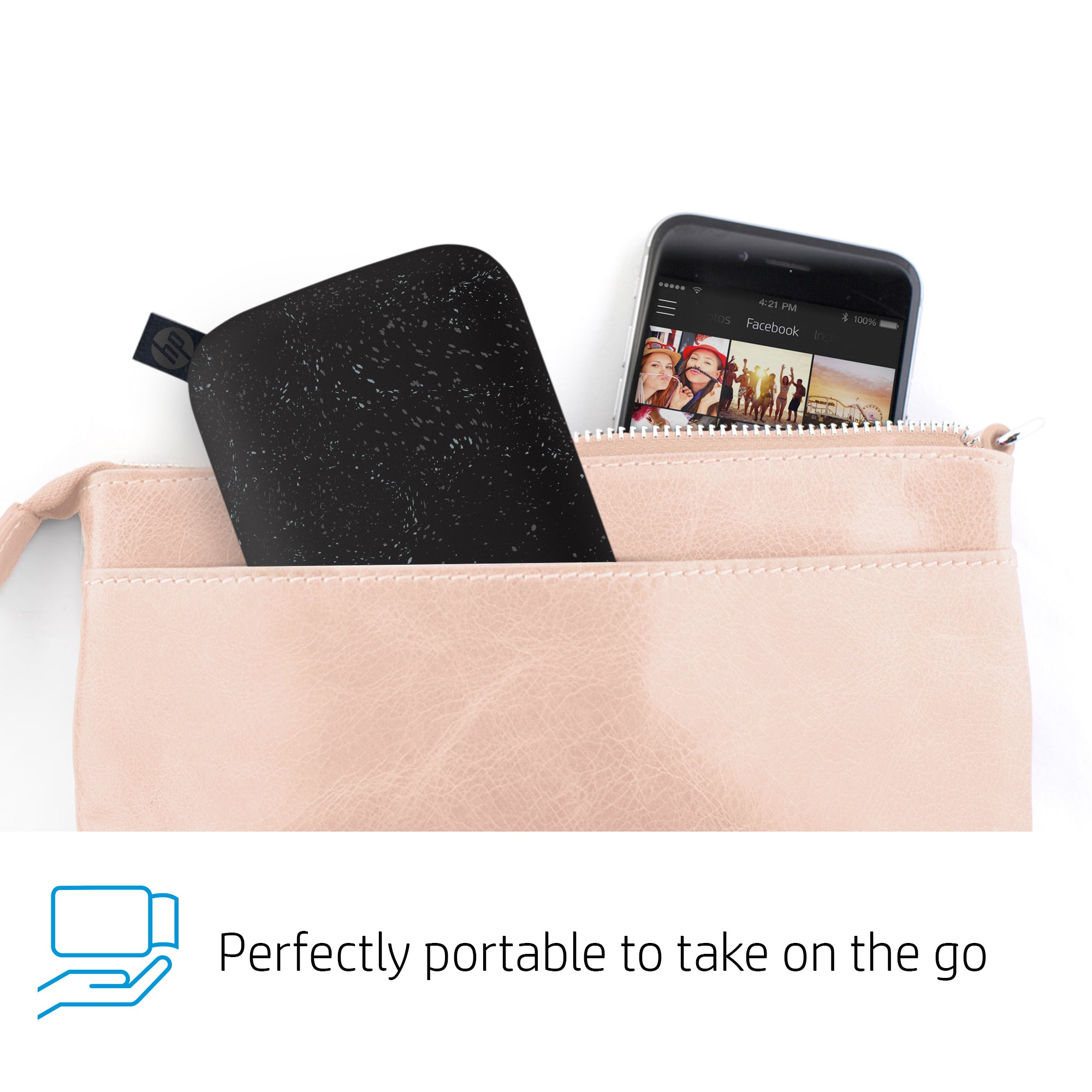 HP Sprocket Portable Photo Printer (Noir) – Instantly Print 2x3” Sticky-backed Photos from Your Phone