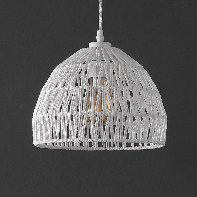 Campana Bohemian Modern Woven Rope iron Led Pendant Jonathan Y