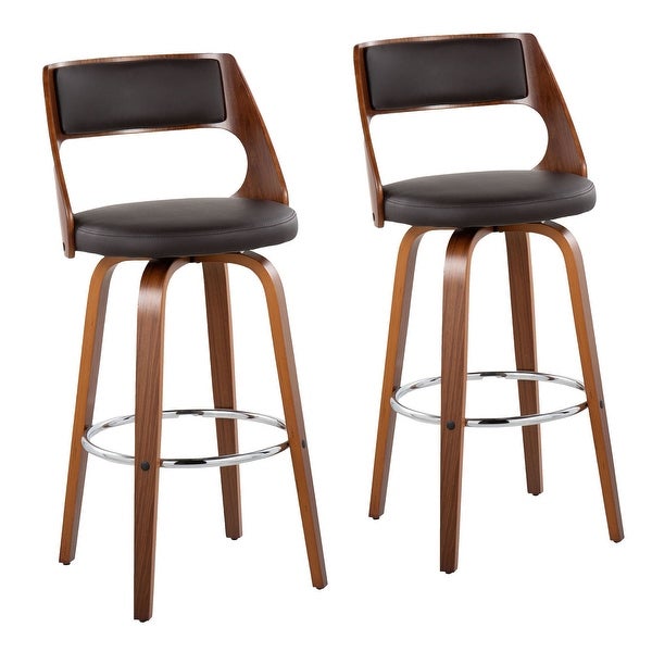 Lumisource Cecina Barstool with Swivel in Walnut and Brown -Set of 2 - 20