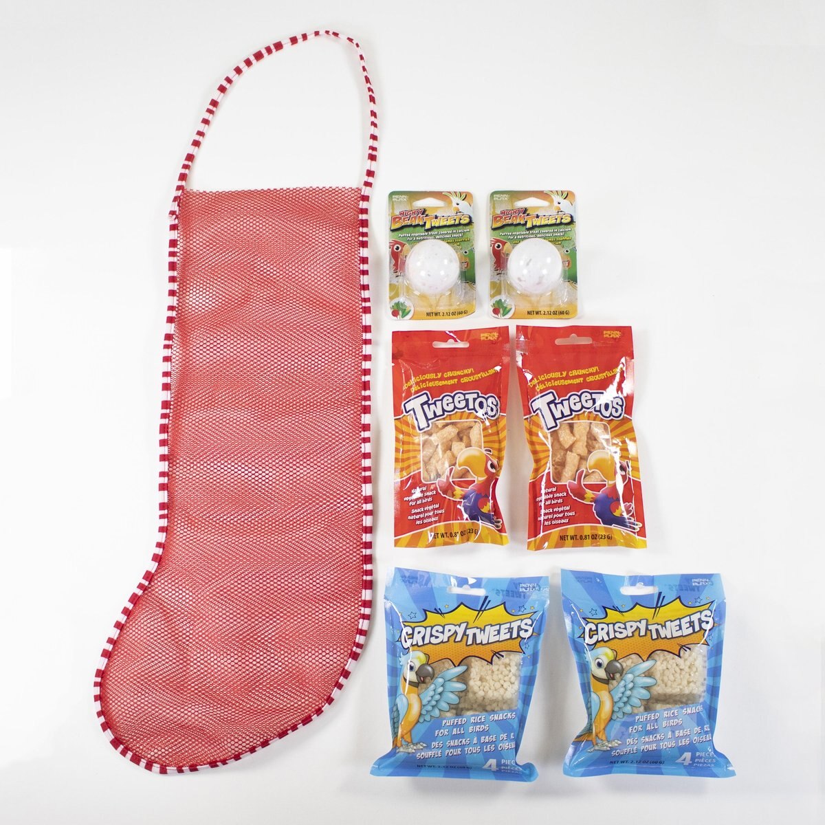 Penn-Plax Tweet Eats Holiday Stocking Gift Bundle Bird Treat