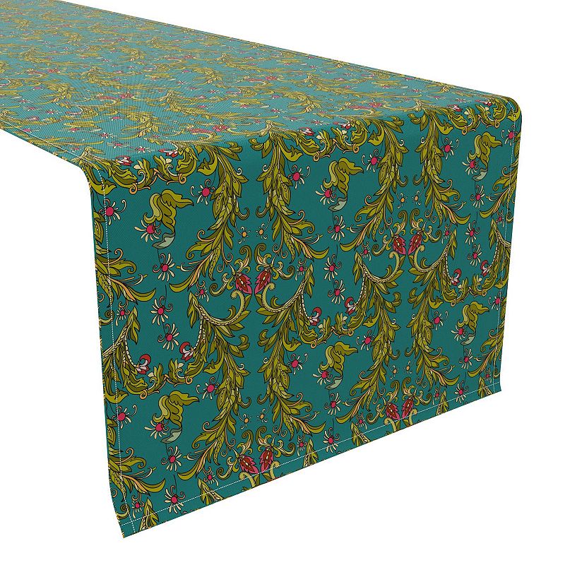 Table Runner， 100% Cotton， 16x90， Floral 14