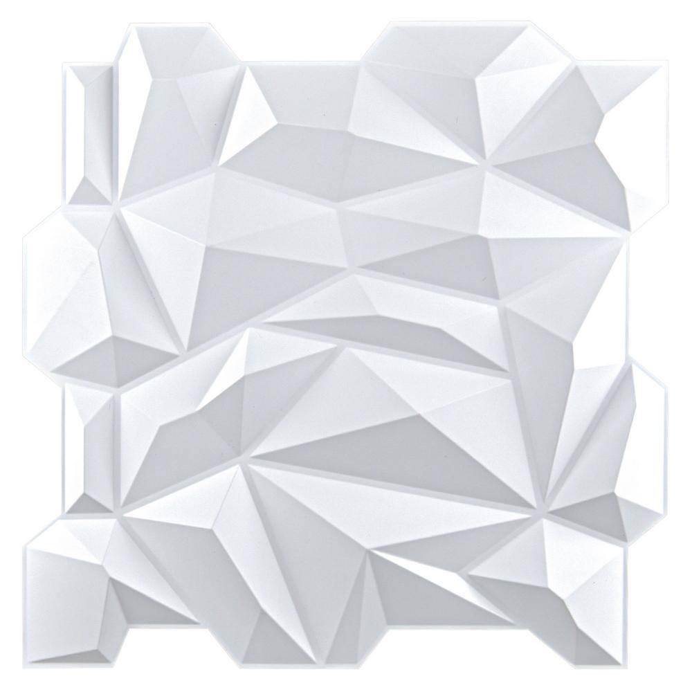 Art3d Diamond Embossed Pattern 19.7 in. x 19.7 in. PVC 3D Wall Panel in White for Interior Decor (12-Panels) A10hd047WTP12