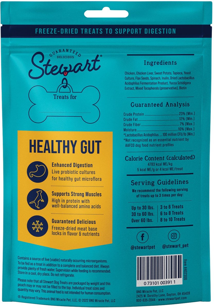 Stewart Healthy Gut Chicken and Vegetables Recipe Grain-Free Freeze-Dried Dog Treats