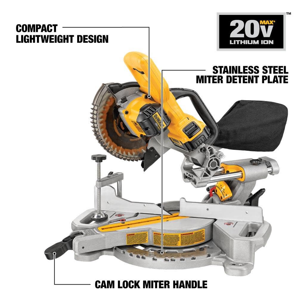 DW DCS361M1 7-1/4 Single Bevel Sliding Compound Miter Saw Kit DCS361M1 from DW