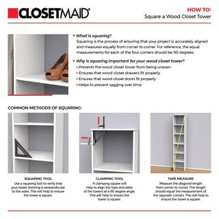 ClosetMaid Style+ 84 in. W - 120 in. W White Tower Wall Mount 6-Shelf Wood Closet System 4365