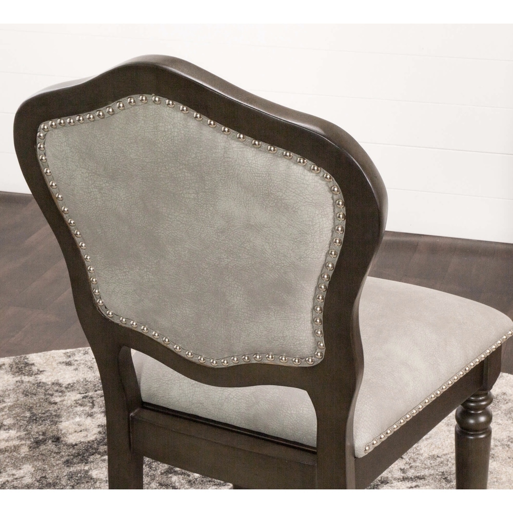 Vegas Light Gray and Dark Gray Nailheads and Casters Side Chair (Set of 2)   24.5\