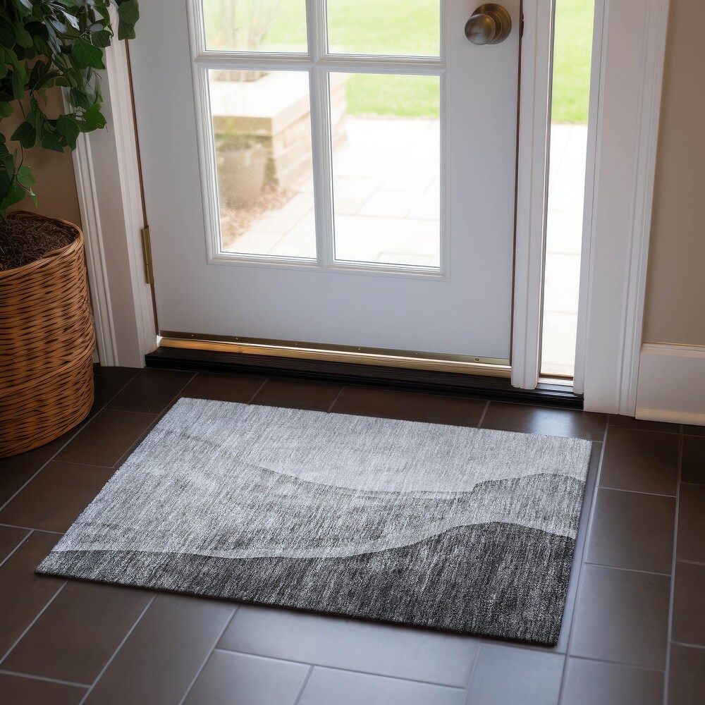 Machine Washable Indoor/ Outdoor Chantille Modern Abstract Rug