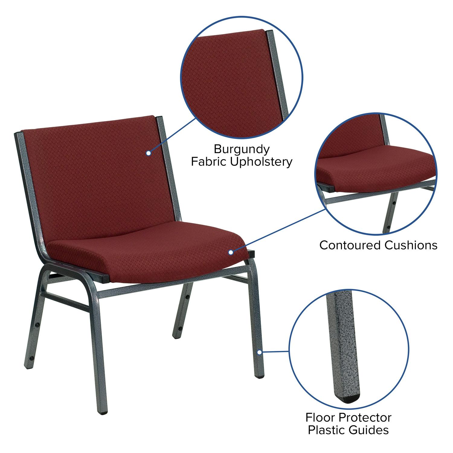 Flash Furniture HERCULES Series Big and Tall 1000 lb. Rated Burgundy Fabric Stack Chair