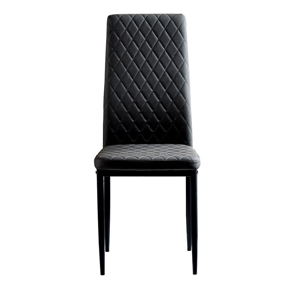 Modern Minimalist Dining Chair Conference Chair with Fireproof Leather and Diamond Grid Pattern  Set of 6