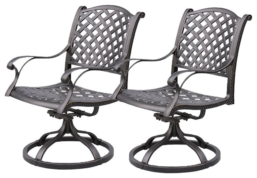 Shield Outdoor Comfort Care Metal Laced Patio Dining Swivel Rocker (Set of 2)   Traditional   Outdoor Dining Chairs   by Homesquare  Houzz