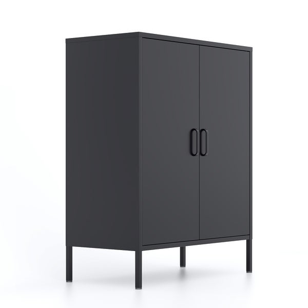 Metal Storage Locker Cabinet， Adjustable Shelves Free Standing Sideboard Steel Cabinets