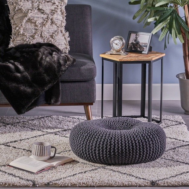 Burley Knitted Donut Pouf Dark Gray Christopher Knight Home